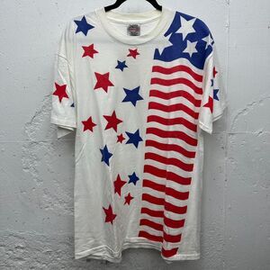 90s American Flag USA Red White and Blue Fourth 4th of July T-shirt.